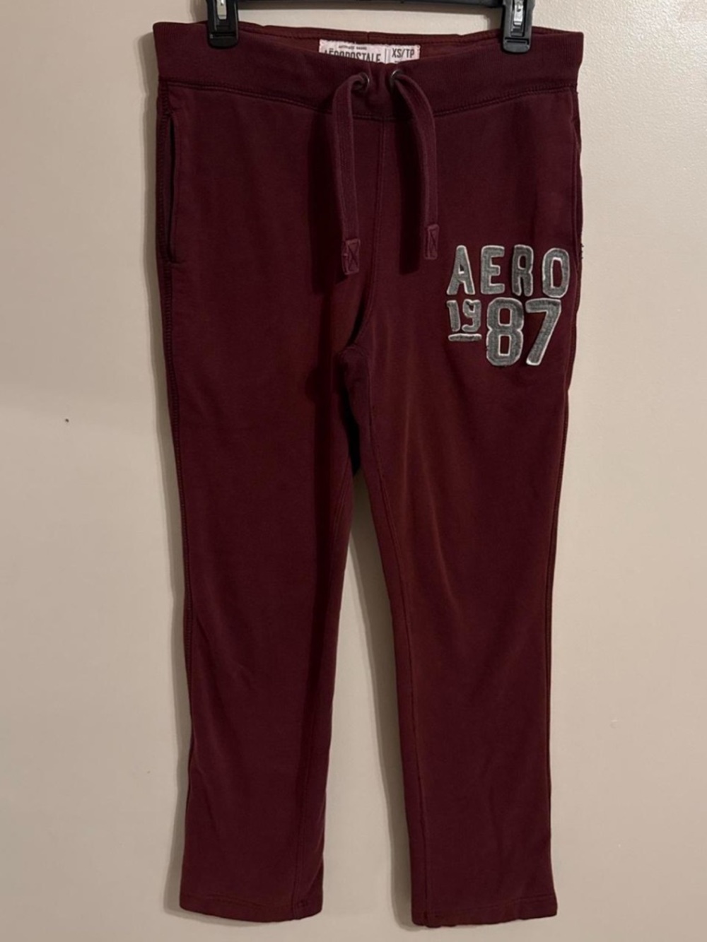 Y2K Aeropostale burgundy sweatpants with silver lettering size XS